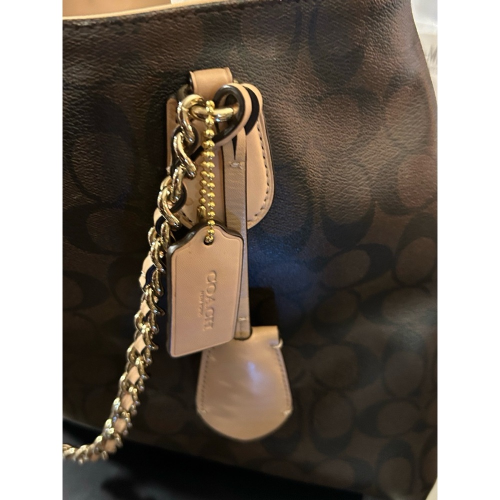Coach Peyton Signature Chain Tote Brown Tan Canvas Gold Hardware - Picture 5 of 10